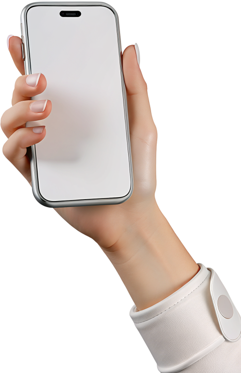 Hand Holding Smartphone With Transparent Background