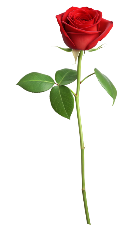 Red Rose Flower on Transparent Background