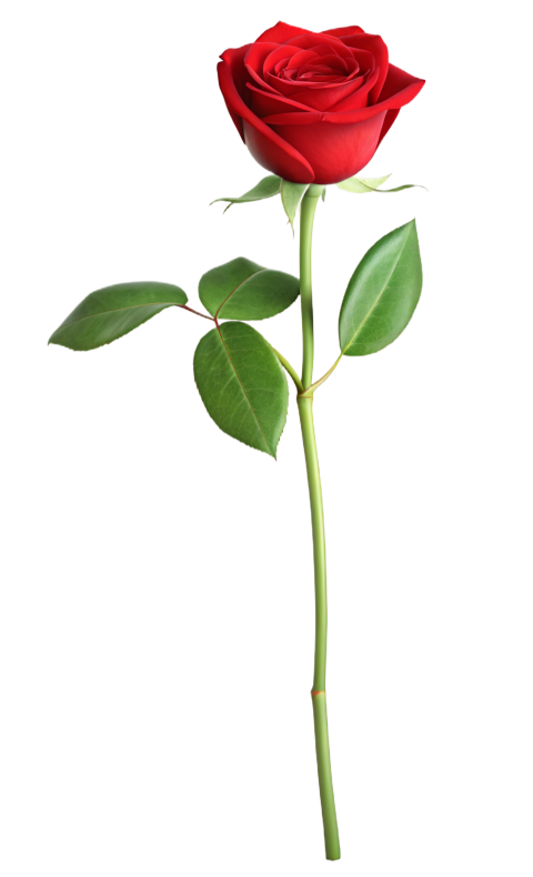 Red Rose Flower on Transparent Background