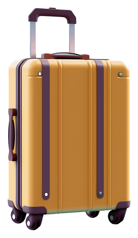 Yellow travel luggage bag png