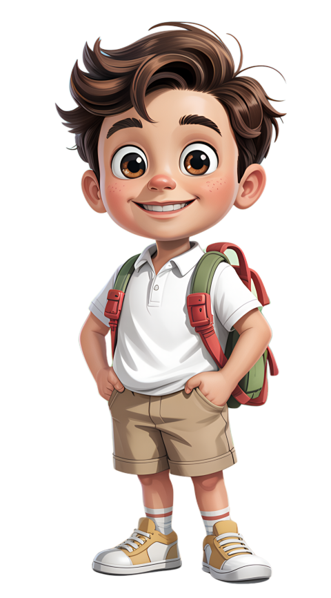 Happy Young Boy Smiling and Ready for School With a Backpack
