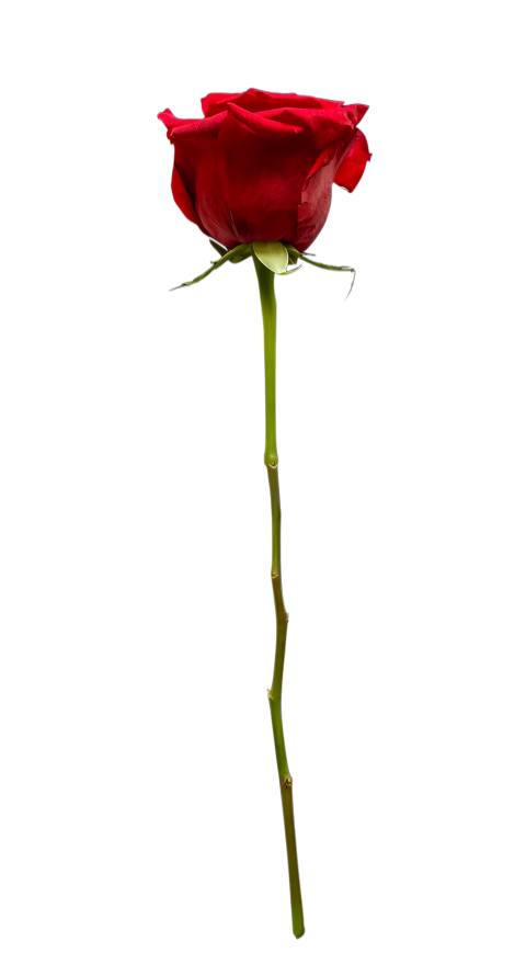 Red Rose Flower on Transparent Background