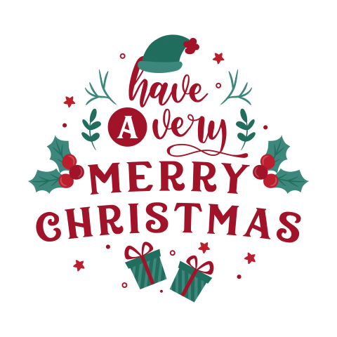 Merry Christmas Lettering Badge PNG