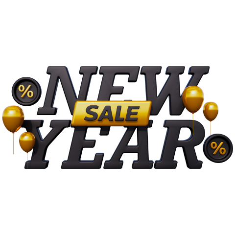 Happy New Year Sale 3D Text PNG