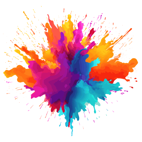 Transparent colored powder explosion illustration