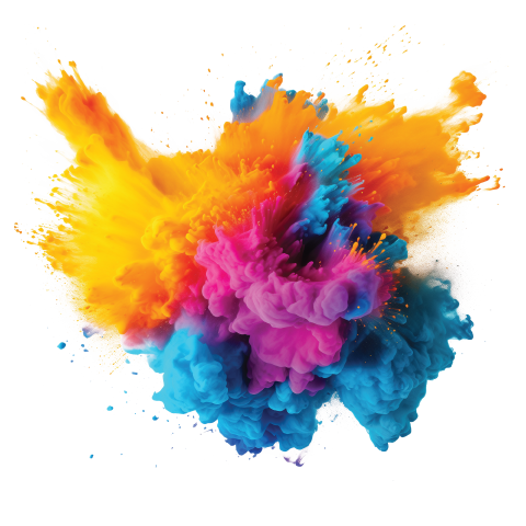 Transparent vibrant colored powder explosion Png