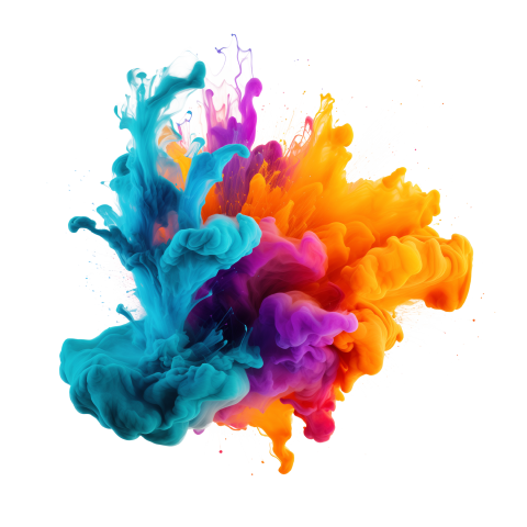 Vibrant colored powder explosion png