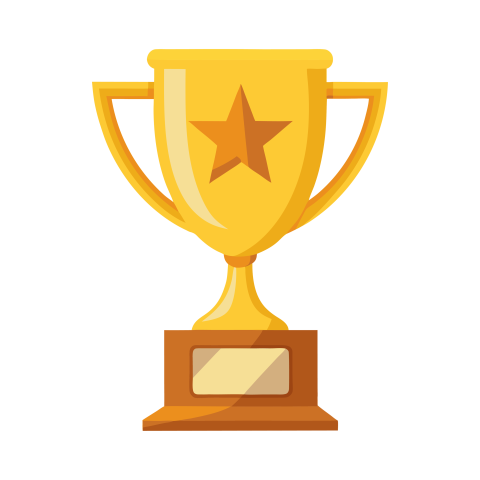 Golden award cup vector png