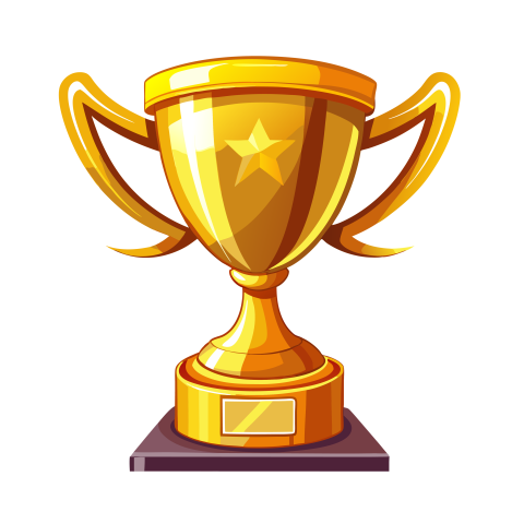 Golden award cup vector png