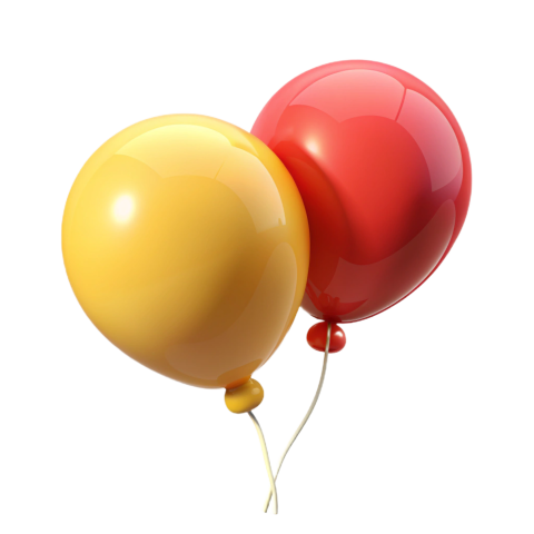 Red and yellow transparent balloons png