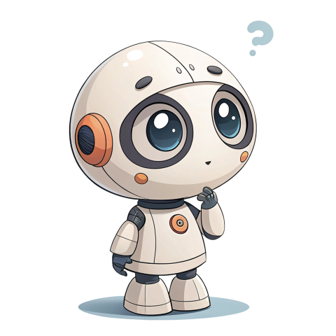 Cute ai robot thinking  png