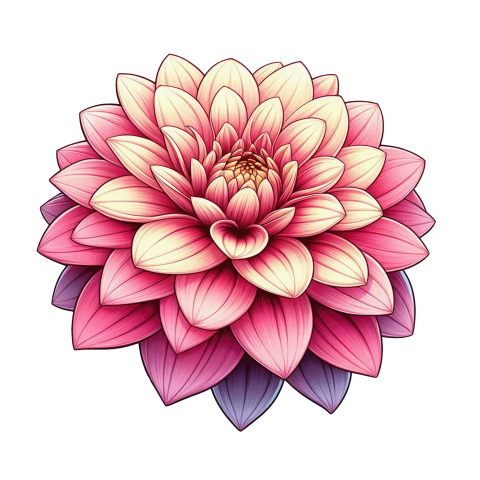 Beautiful Dahlia flower illustration png