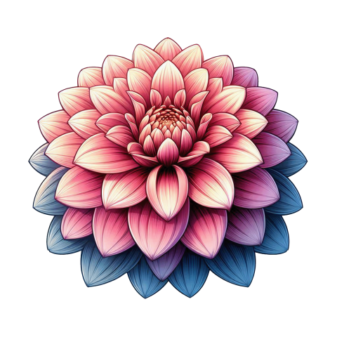 Beautiful Dahlia flower illustration png