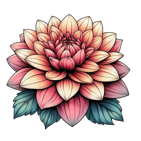 Beautiful Dahlia flower illustration png