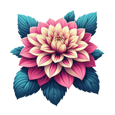 Beautiful Dahlia flower illustration png