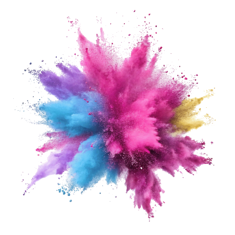 Color Powder Explosion on Transparent Background