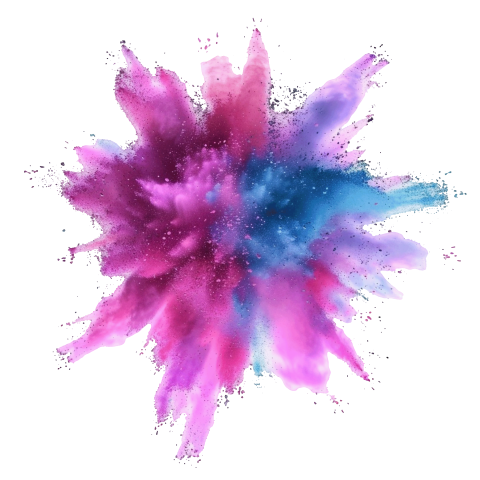 Color Powder Explosion on Transparent Background