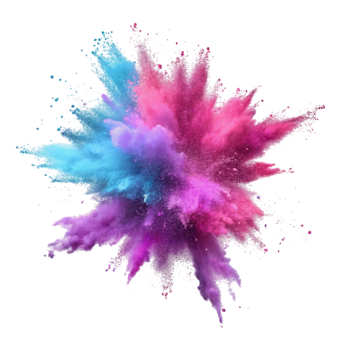 Color Powder Explosion on Transparent Background