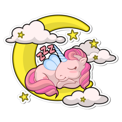 Sleeping Unicorn With Moon Png Sticker