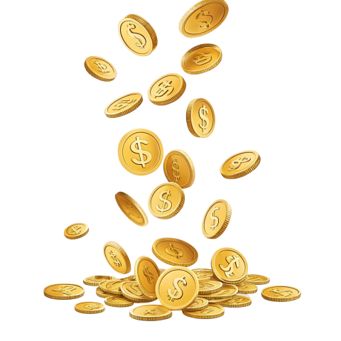 Falling dollar golden coins png