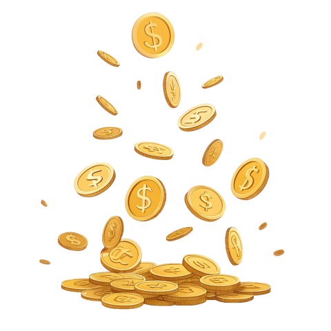 Falling dollar golden coins png