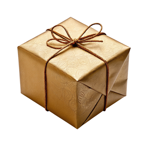 Golden gift box png image