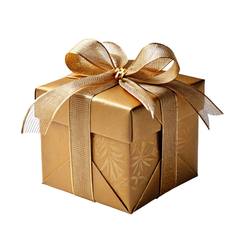 Golden gift box png image