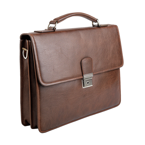 Brown leather briefcase png image