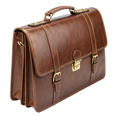 Brown leather briefcase png image