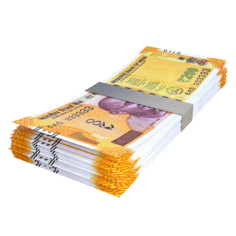 indian currency 200 rupee note bundle png
