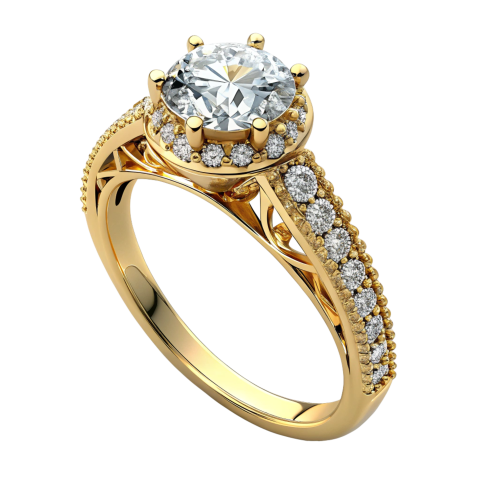 Golden ring with diamond png