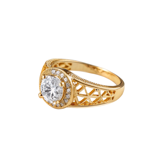 Golden ring with diamond png