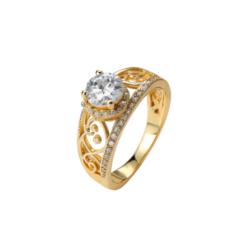 Golden ring with diamond png