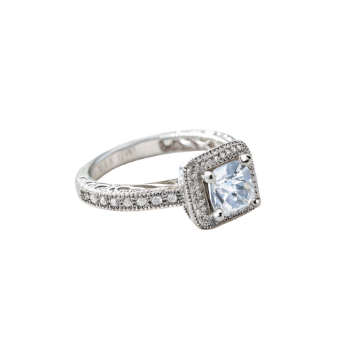 Classic silver diamond ring png