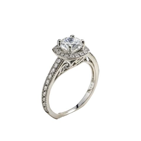 Classic silver diamond ring png