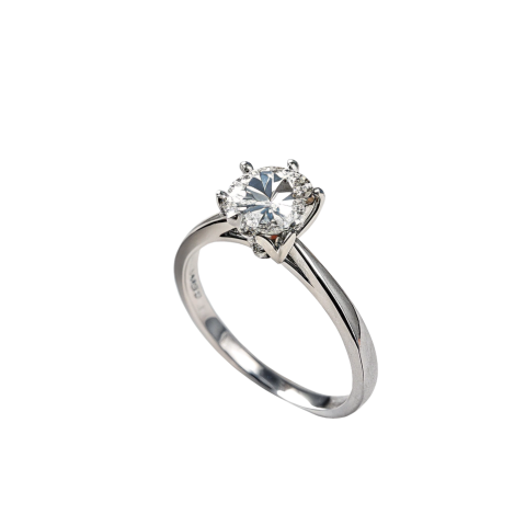 Classic silver diamond ring png