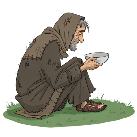 Cartoon Illustration of a Beggar Png Image