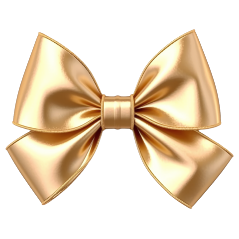 Elegant Golden Satin Bow Png