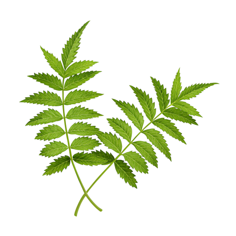 Fresh Neem Tree Leaf on Transparent Background