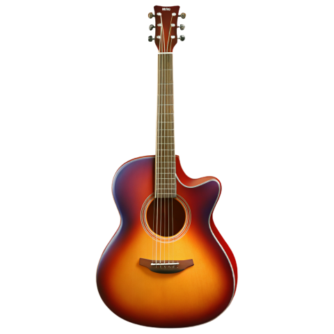 Sunburst Acoustic Guitar on Transparent Background