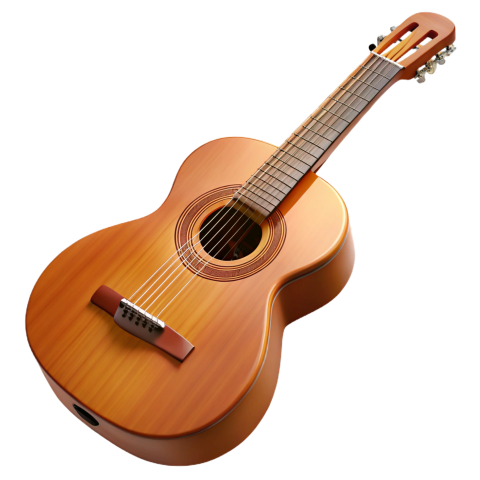 Classical Guitar on Transparent Backgroun