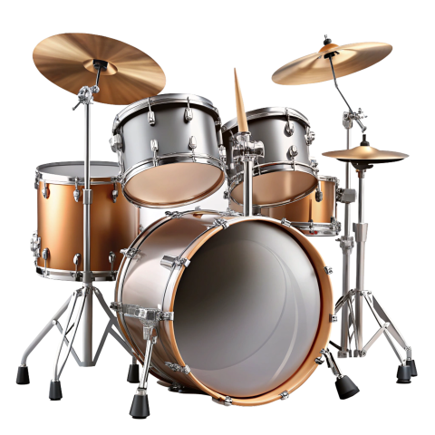 Professional Drum Kit on Transparent Background
