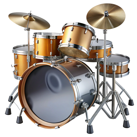 Professional Drum Kit on Transparent Background