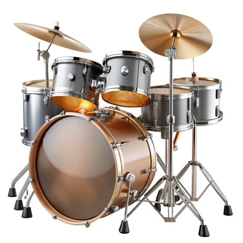 Professional Drum Kit on Transparent Background