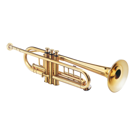 Golden Trumpet Instrument on Transparent background