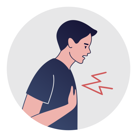 Man Experiencing Chest Pain with Health Risk Indicators Illustrating Discomfort