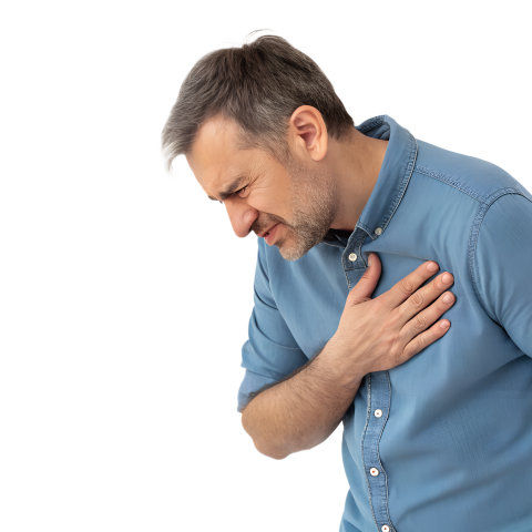 Man Experiencing Chest Pain with Health Risk