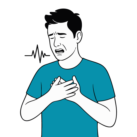 Man Chest Pain Experiencing with Health Risk