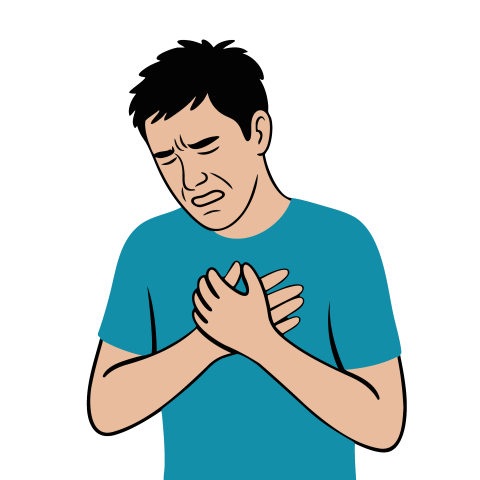Man Chest Pain Experiencing with Health Risk