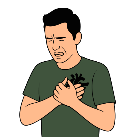 Man Chest Pain Experiencing with Health Risk